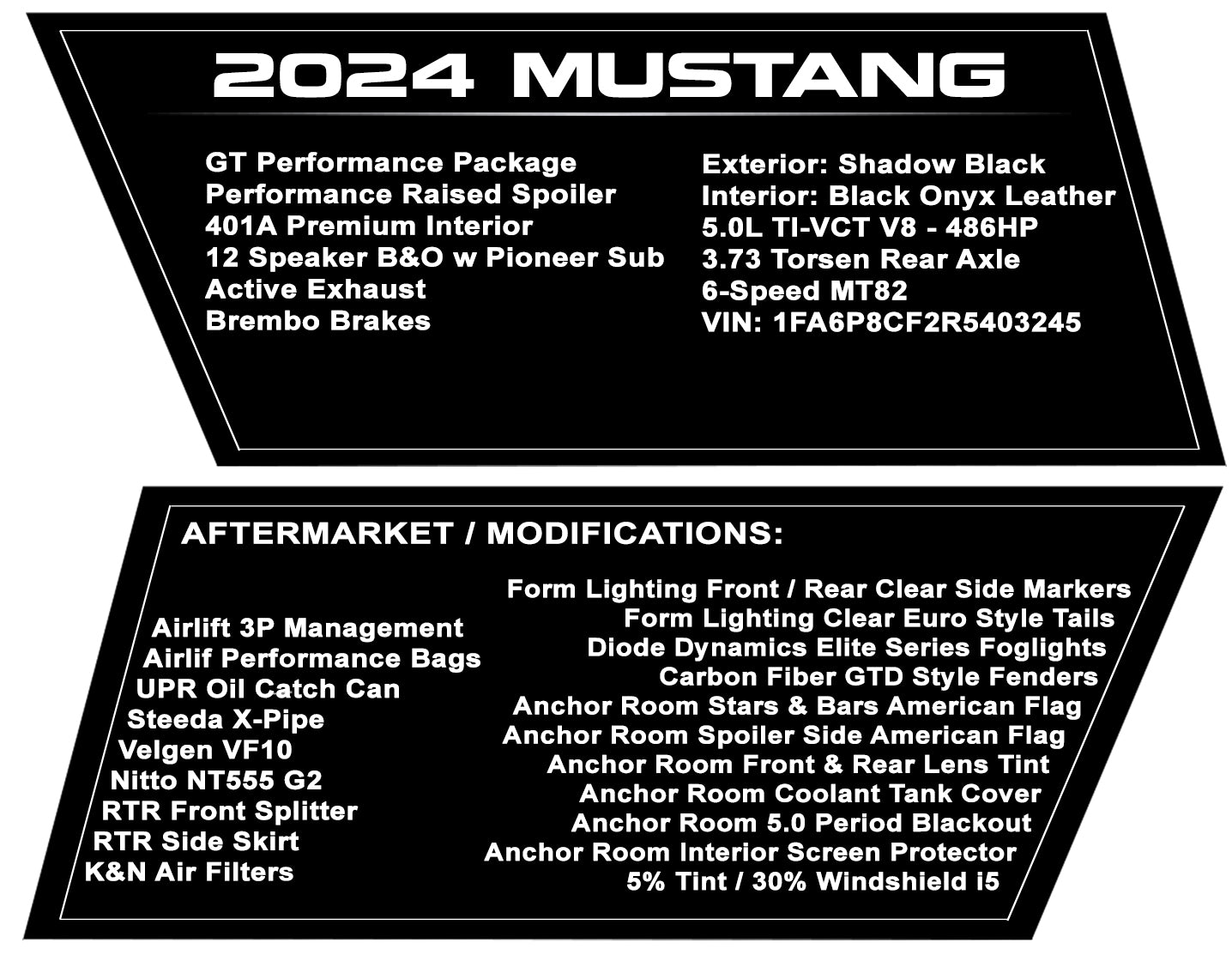 Tri Build Plate Radiator Size Sublimated Plates (2024+ Mustang)