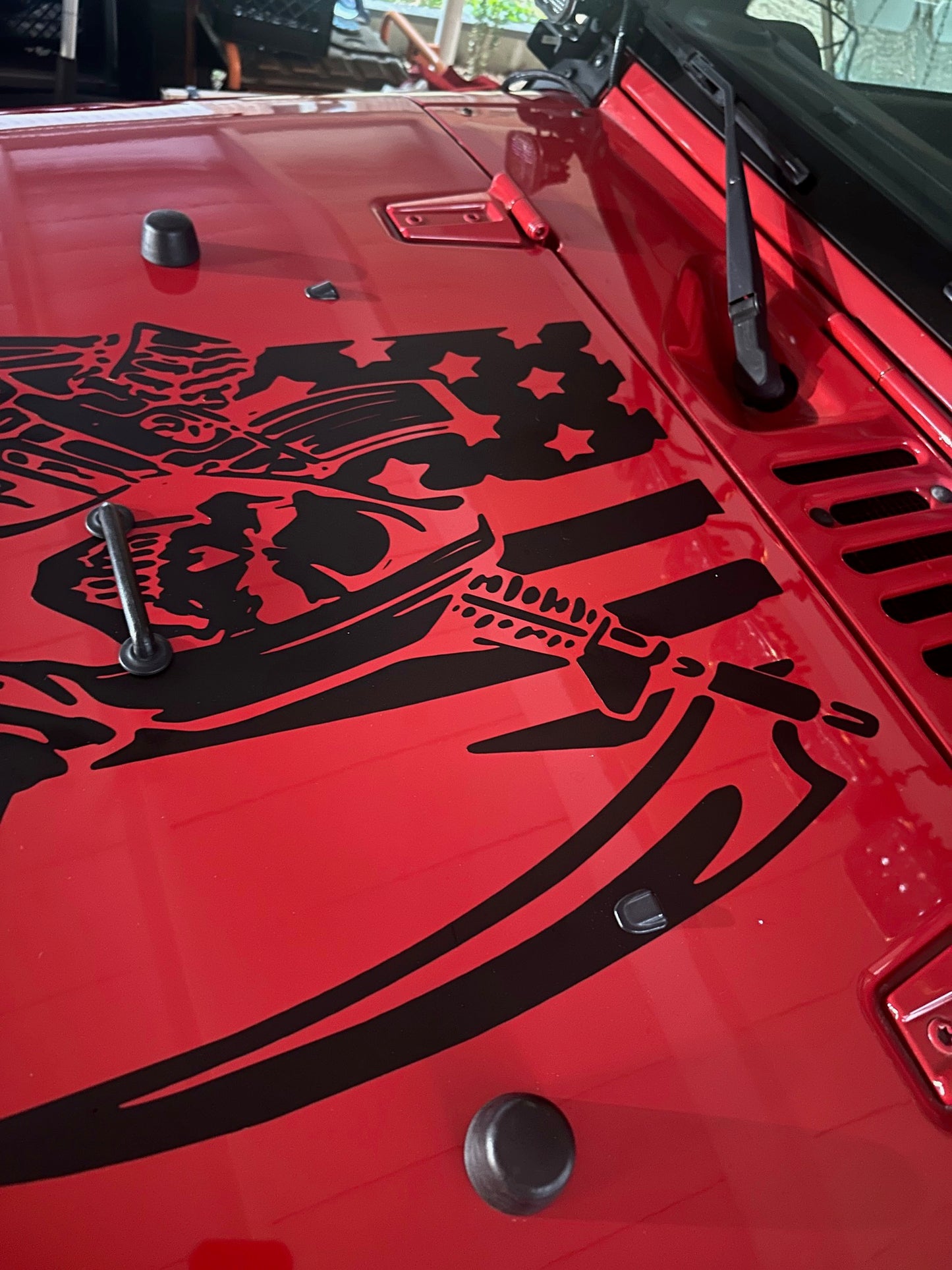 Large American Flag Reaper Hood Graphic (2007-2018 Jeep)