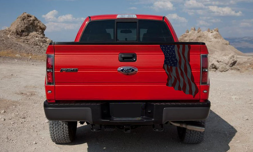 Tailgate Wavy American Flag - Black Reflective (2009-2014 F150)