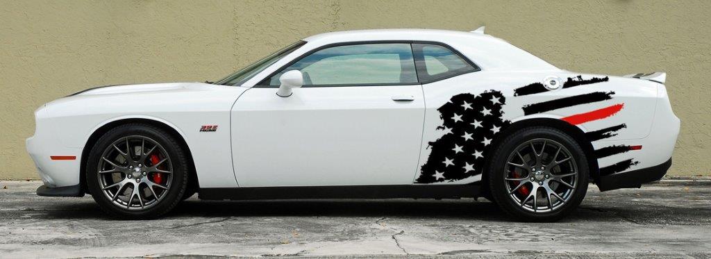 Tattered American Support Flag Body Graphics (2008-2023 Challenger)