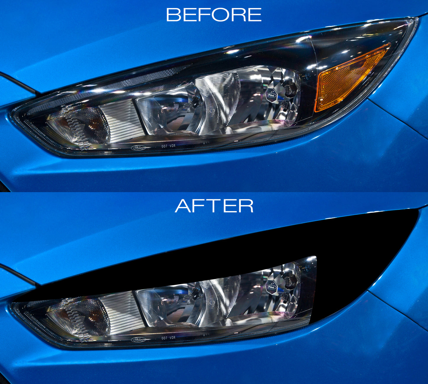 Full Headlight Amber Corner Lens Vinyl Black Out (2015-2018 Focus)