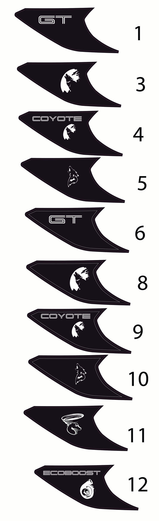 Printed Headlight Amber Corner Blackout (2015-2017Mustang & 2016-2020 GT350 & 2020-2023 GT500))