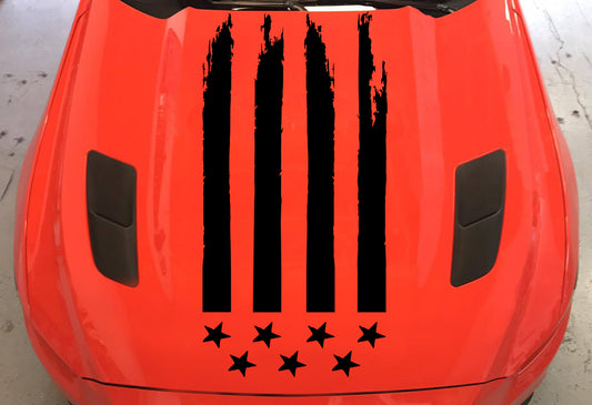 Tattered American Flag Hood Graphic (2015-2017 Mustang)