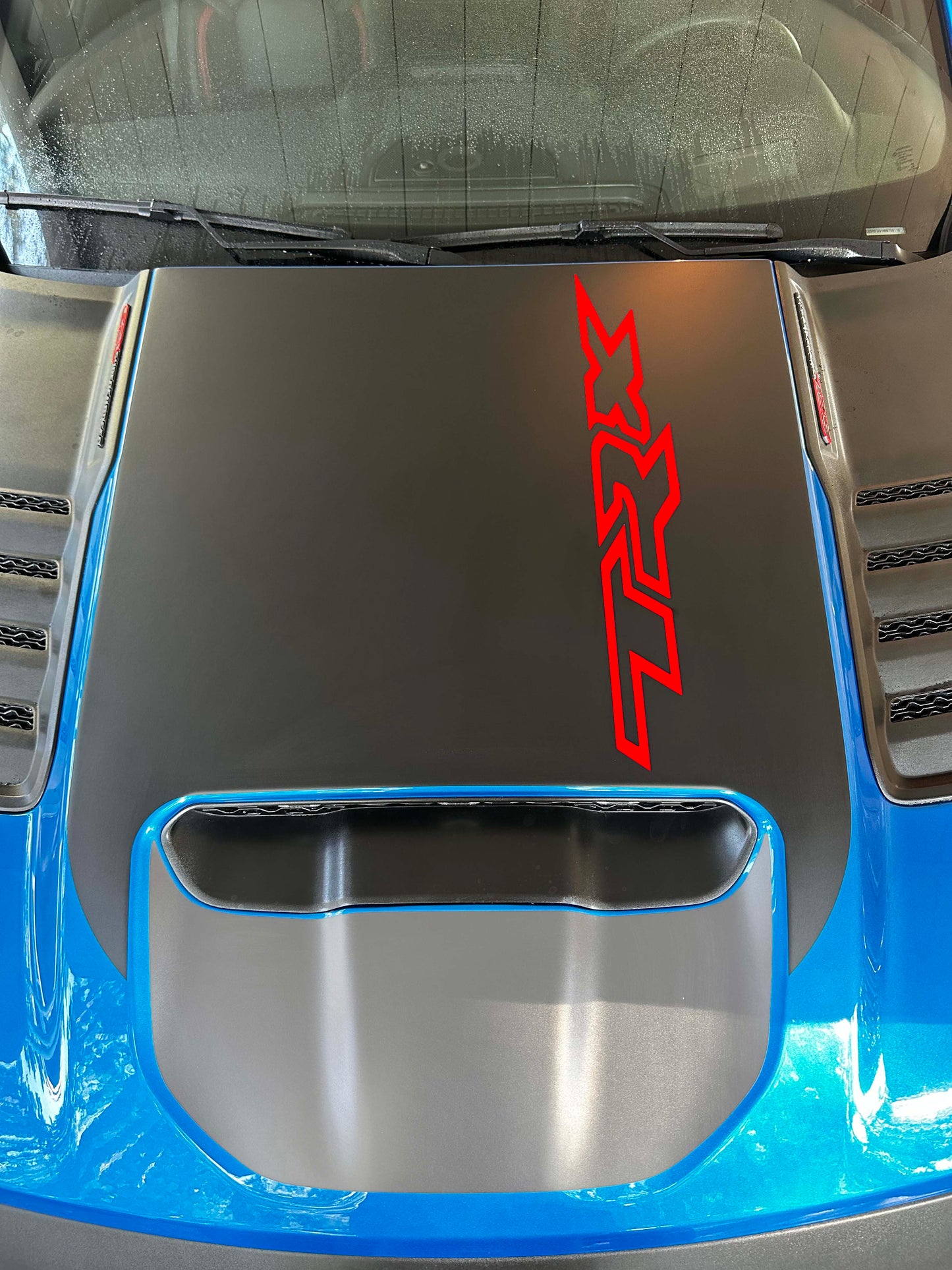 Large Center OEM Style Hood Graphic with Colored "TRX" Overlay (2021-2024 Ram TRX)