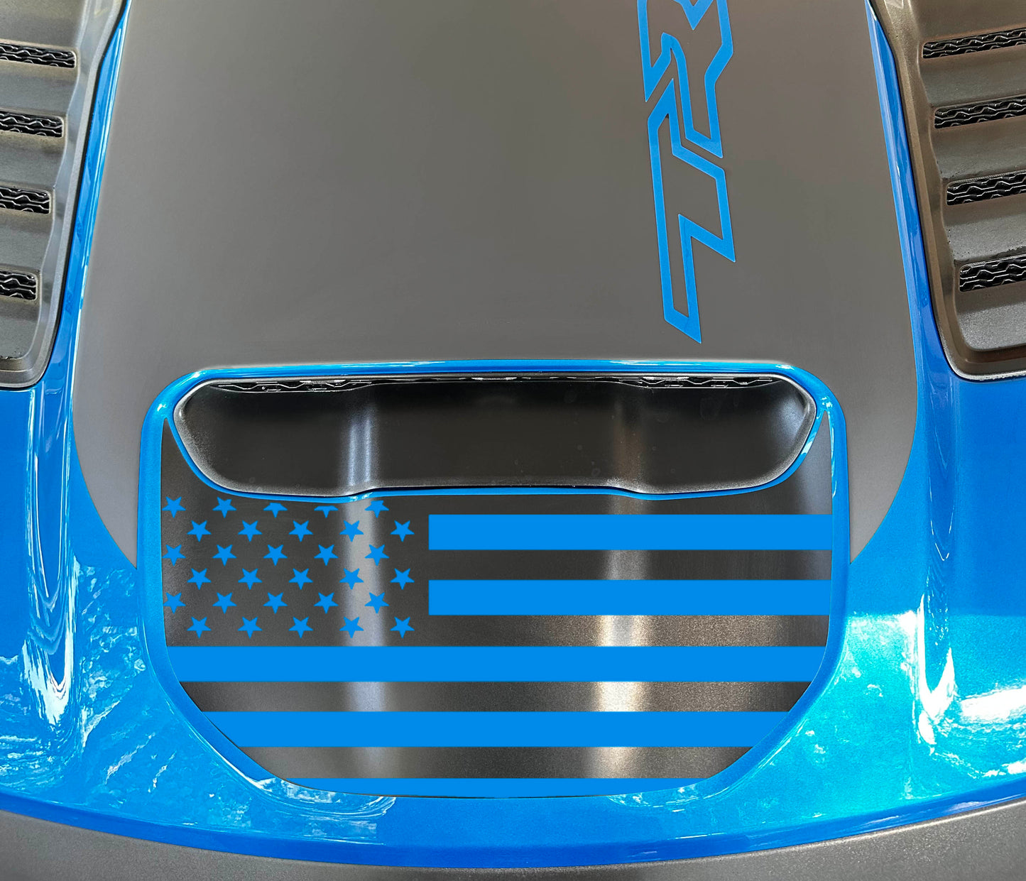 Small Front Hood Graphic with American Flag Cutout OEM Style (2021+ Ram TRX/RHO)