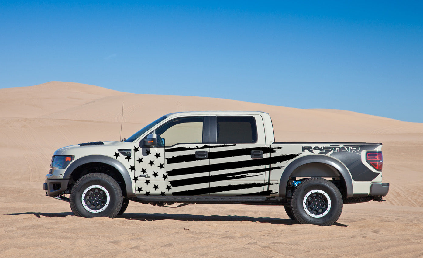 Stars & Bars Side Tattered American Flag (2010-2014 Raptor)