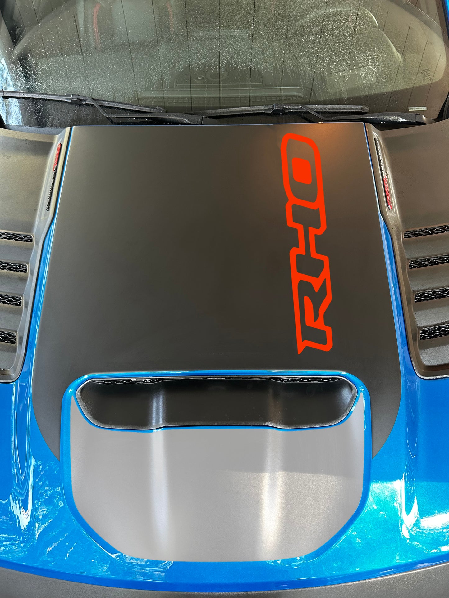 Large Center OEM Style Hood Graphic with Colored "RHO" Overlay (2025+ Ram RHO)