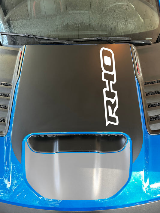 Large Center OEM Style Hood Graphic with Colored "RHO" Overlay (2025+ Ram RHO)