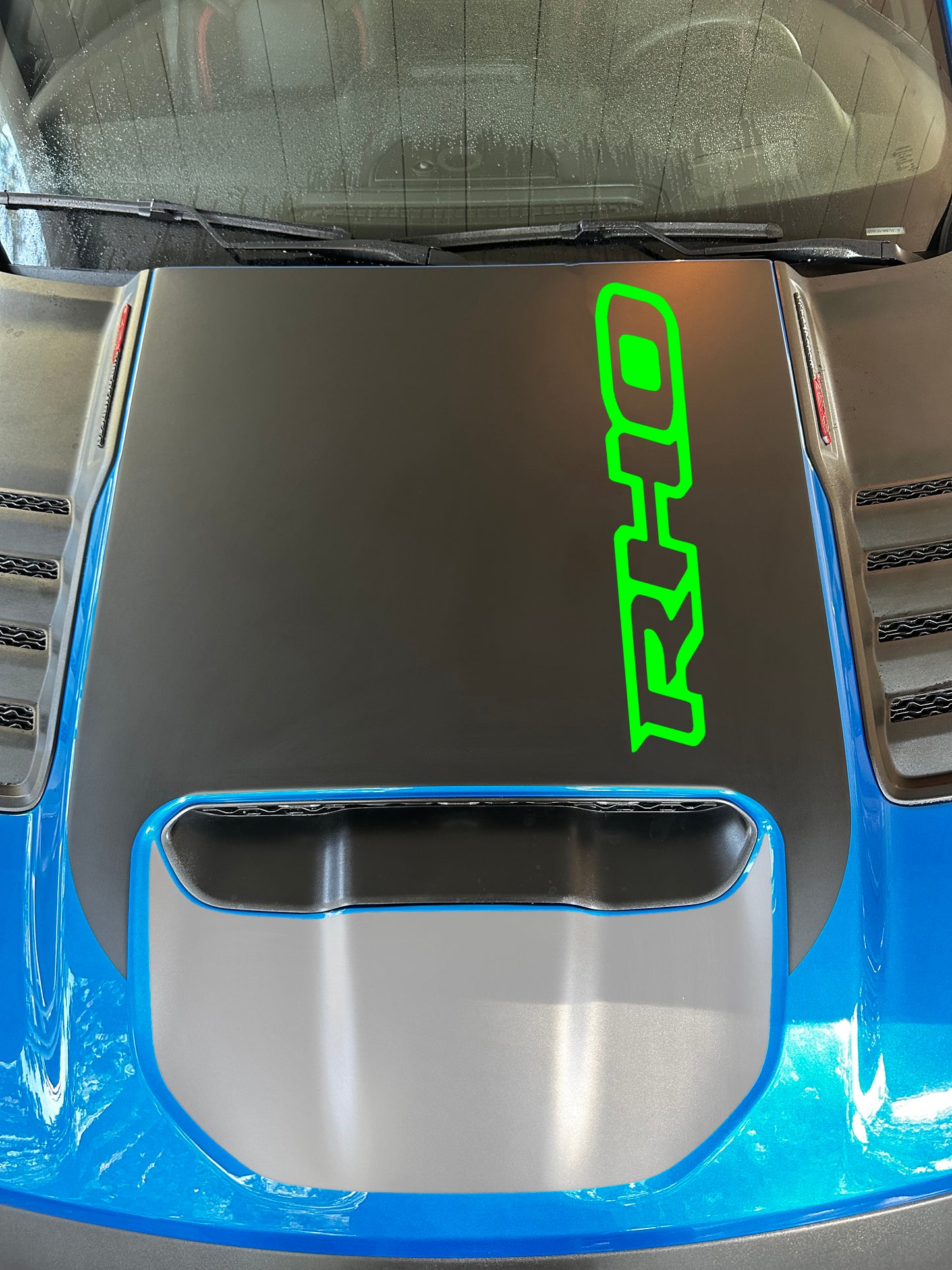 Large Center OEM Style Hood Graphic with Colored "RHO" Overlay (2025+ Ram RHO)