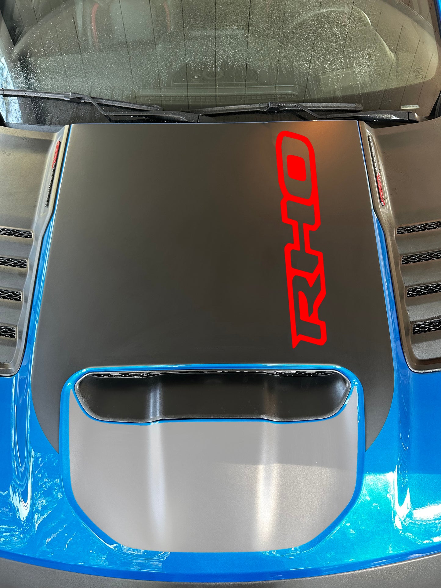 Large Center OEM Style Hood Graphic with Colored "RHO" Overlay (2025+ Ram RHO)