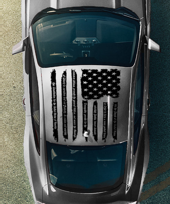 Tattered "We The People" American Flag Roof Graphic (2005-2024 Mustang)