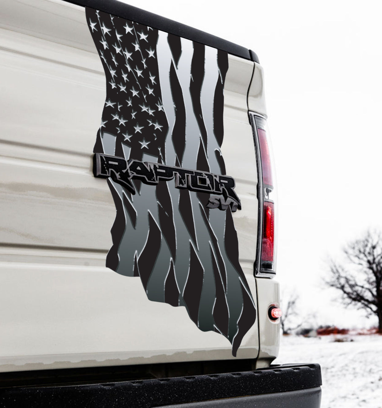 Tailgate Wavy American Flag - Reflective G Style (2010-2014 Raptor)
