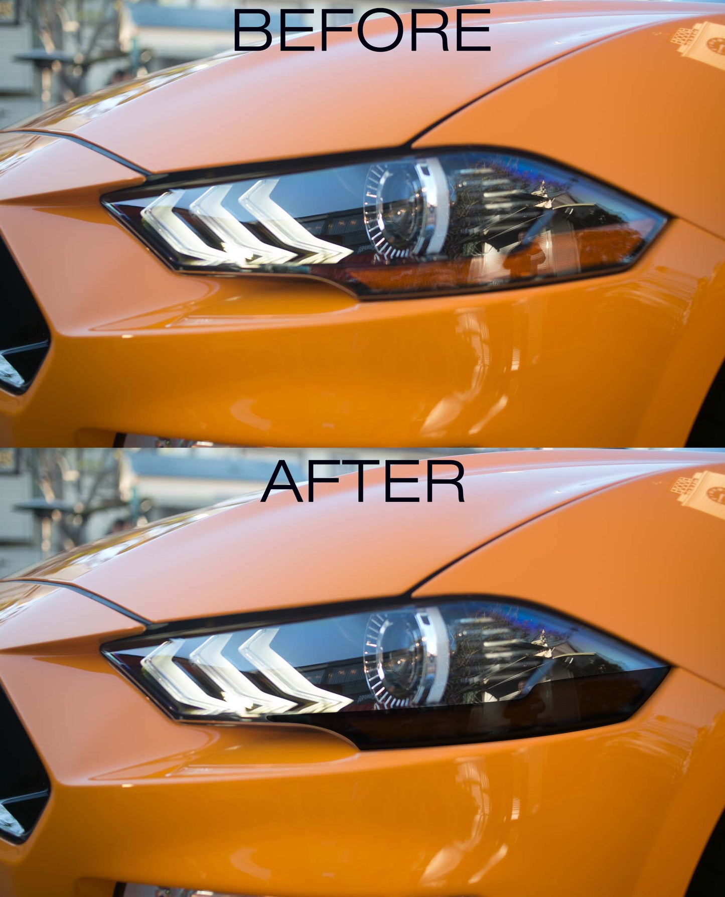 Partial Headlight Amber Corner Vinyl Lens Tint (2018-2023 Mustang)