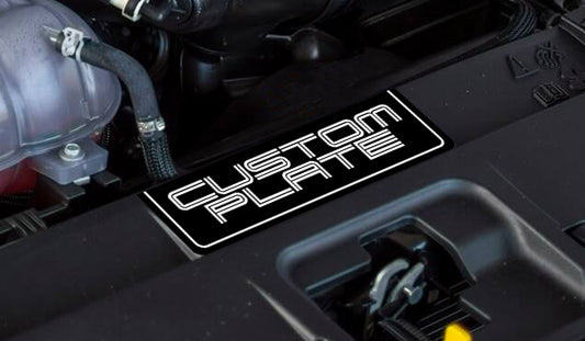 Custom Radiator Plate [CRP] Printed Aluminum Plate (2018-2023 Mustang)