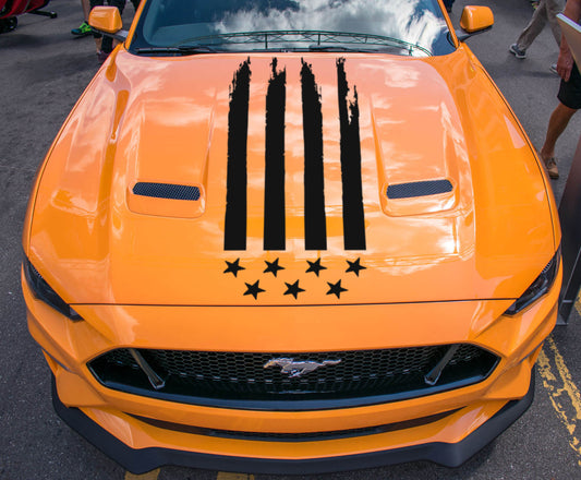 Tattered American Flag Hood Graphic (2018-2023 Mustang)