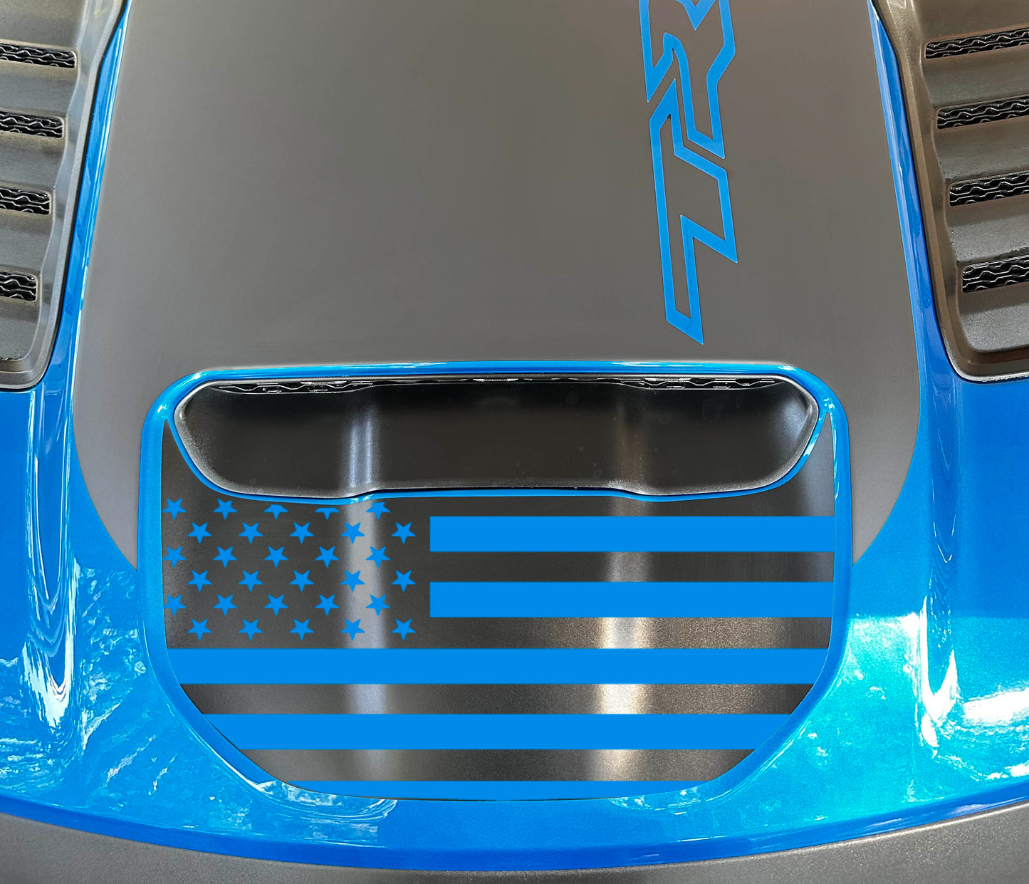 Small Front Hood Graphic with American Flag Cutout OEM Style (2021-2023 Ram TRX)