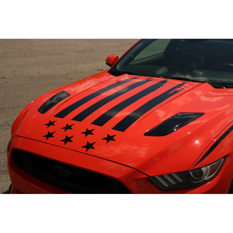 Tattered American Flag Hood Graphic (2015-2017 Mustang)