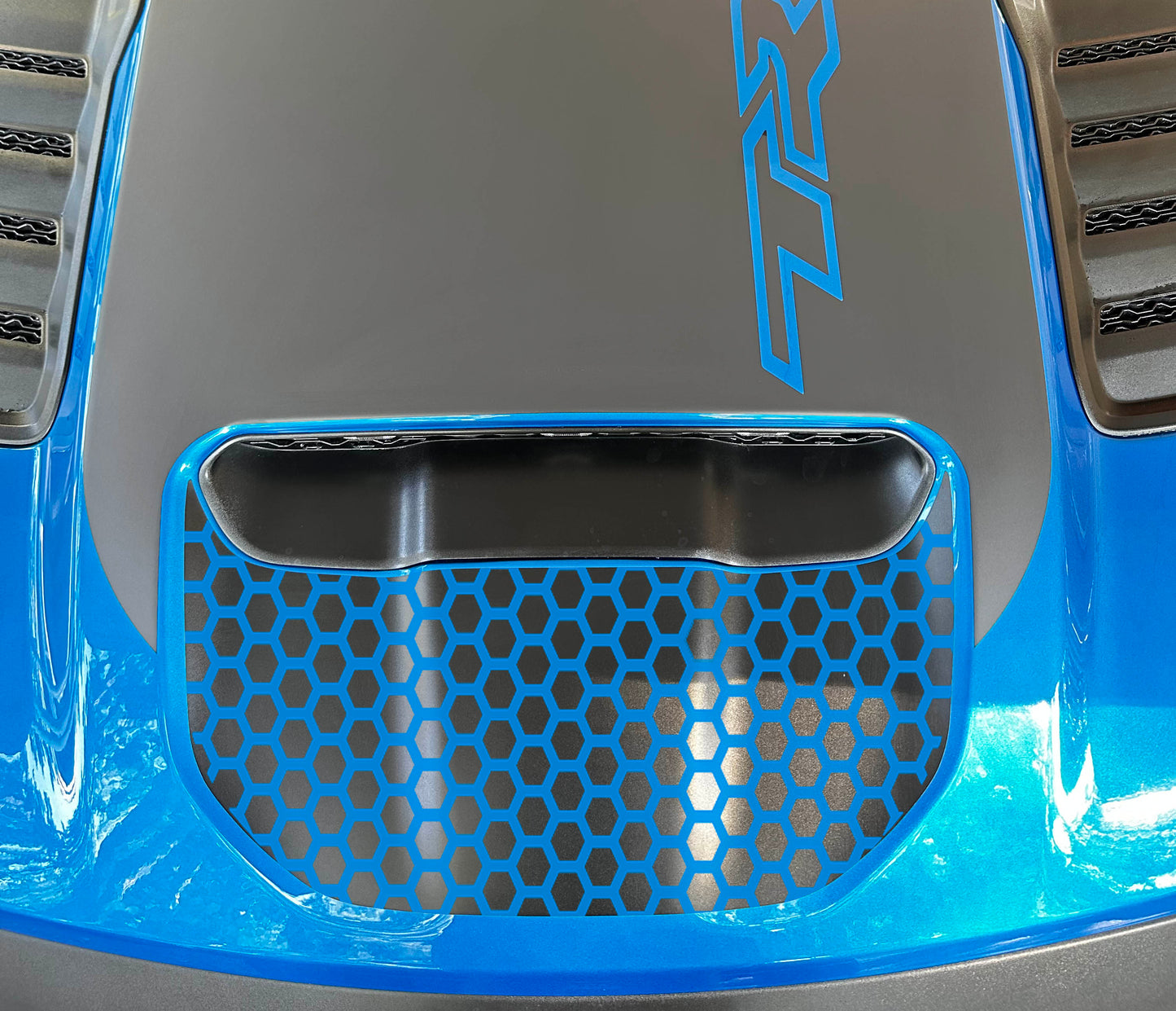 Small Front Hood Graphic with Reverse Honey Comb Cutout OEM Style (2021-2023 Ram TRX)