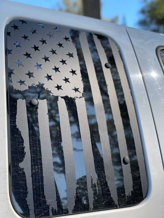 Quarter Window Tattered American Flag (1999-2007 F-250 Extended Cab/SuperCab)